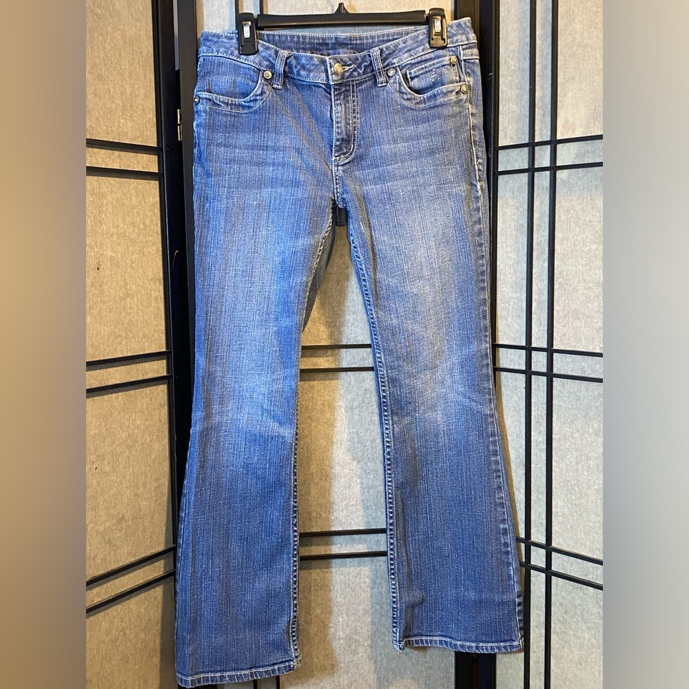 Womens Harley Davidson Bootcut jeans Size 8 P Blue Denim w/sequins some missing